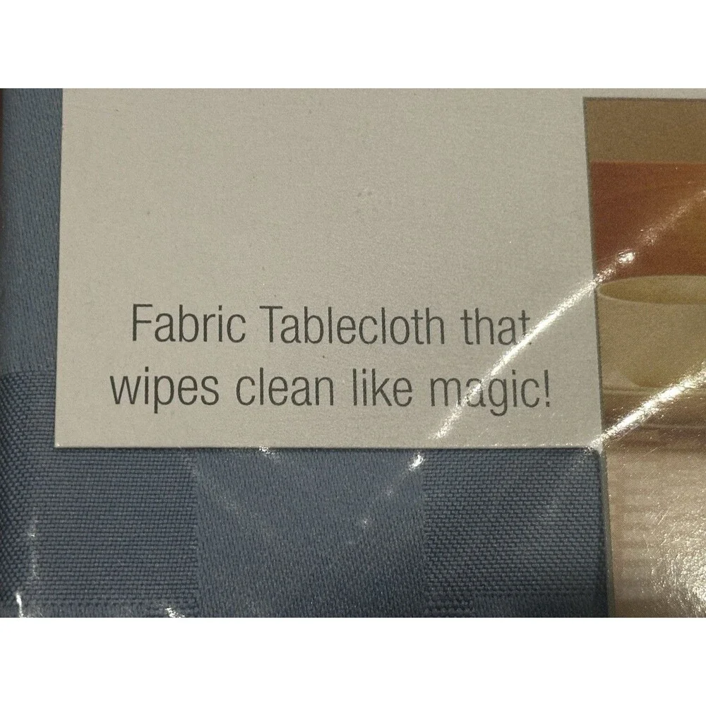 Bardwil Reflections Microfiber Table Linens Stone Blue 70” Round Tablecloth New